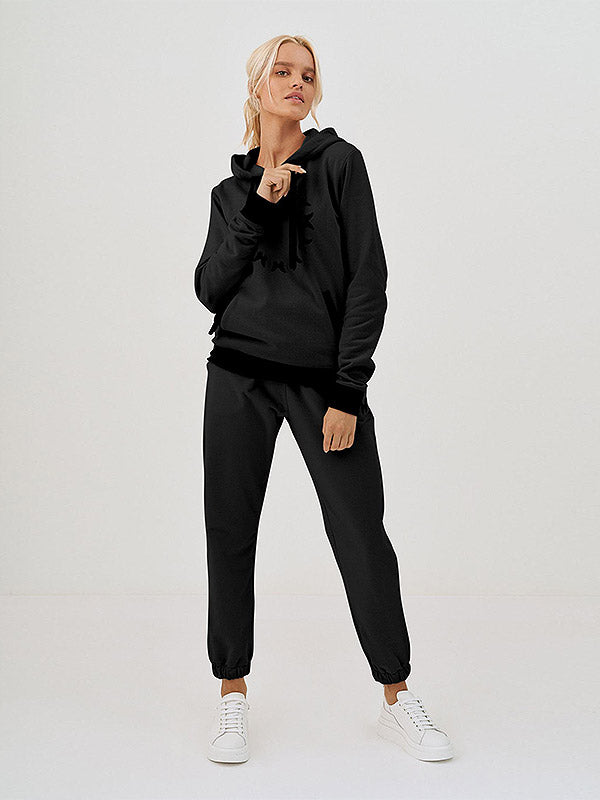 Utenos by A. Kuzmickaitė Cotton Leisure Trousers Delight Black