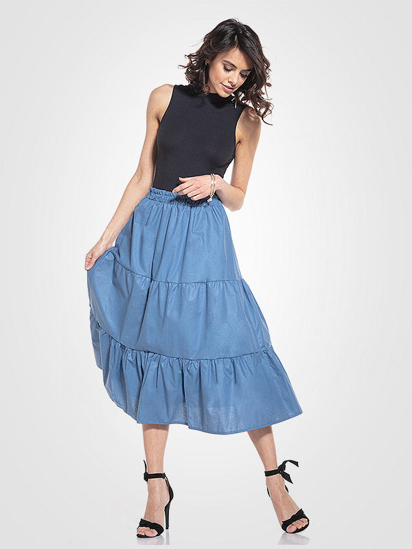Tessita medvilninis ilgas sijonas "Odeta Jeans Blue"