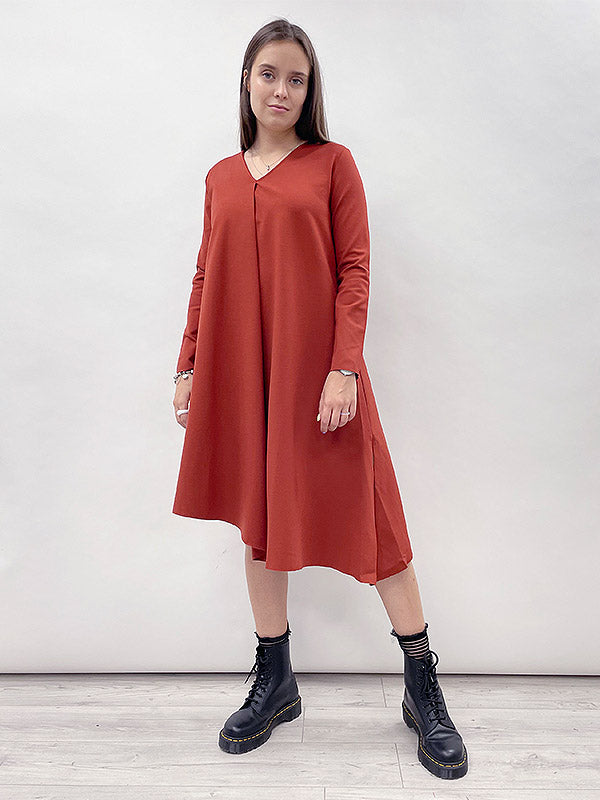 Il Vento E La Seta laisvo kirpimo asimetrinė suknelė "Caroline Dark Orange"