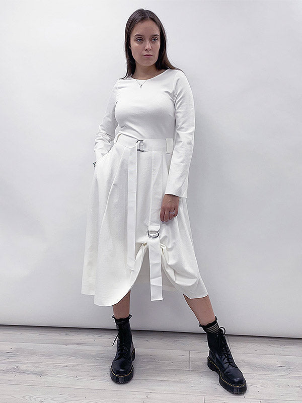 Il Vento E La Seta Midi Dress With Belt Barbara Ecru