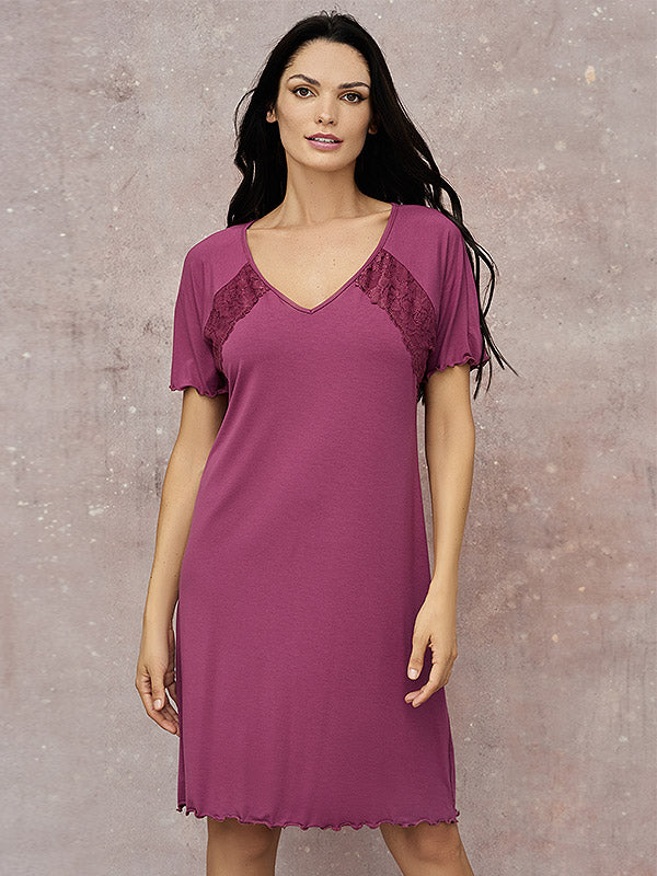 Lega Viscose Nightdress Nicole Plum Red