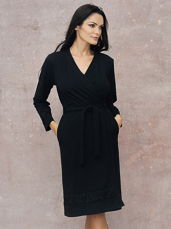 Lega Cotton Dressing Gown Keira Black