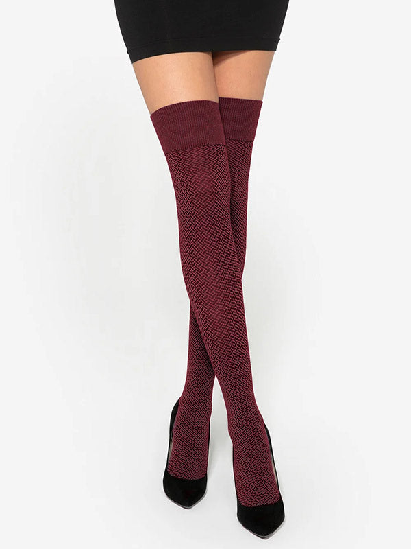 Gatta neperregimos raštuotos kojinės virš kelių "Sassimi 01 50 Den Bordeaux - Black"
