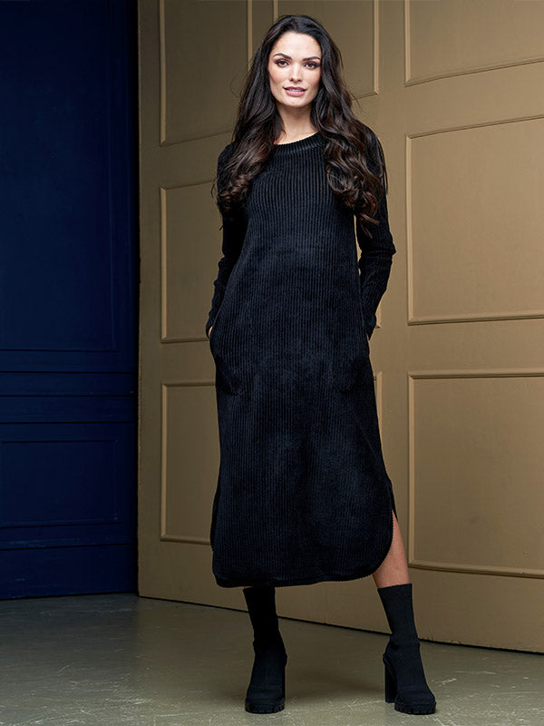 Lega Cotton Velvet Midi Dress Piper Black