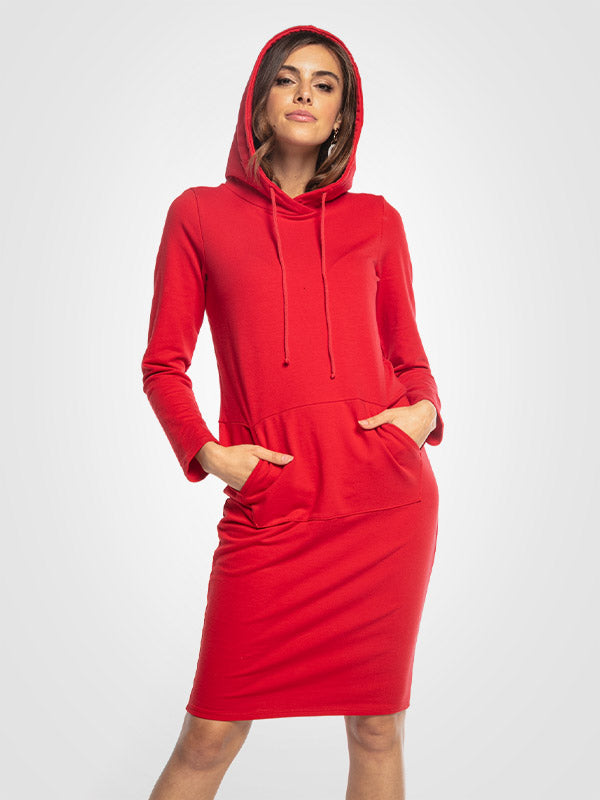 Tessita medvilninė suknelė su gobtuvu "Nemira Red"