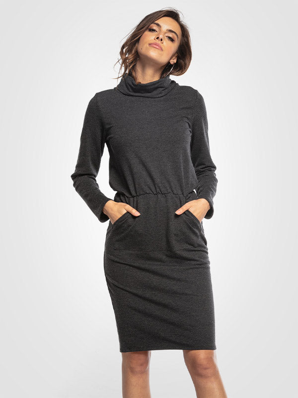 Tessita Cotton High Neck Dress Maria Graphite