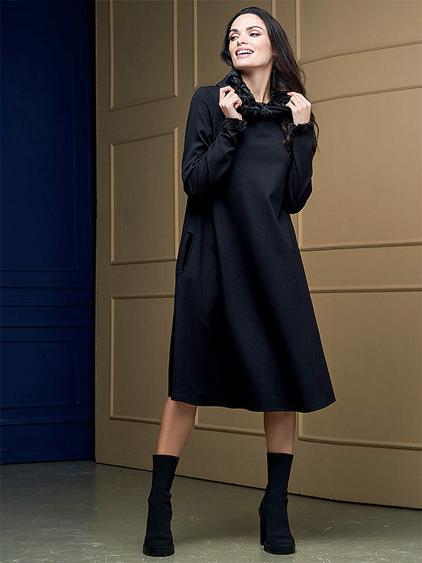 Lega Dress With Fur Henrieta Black