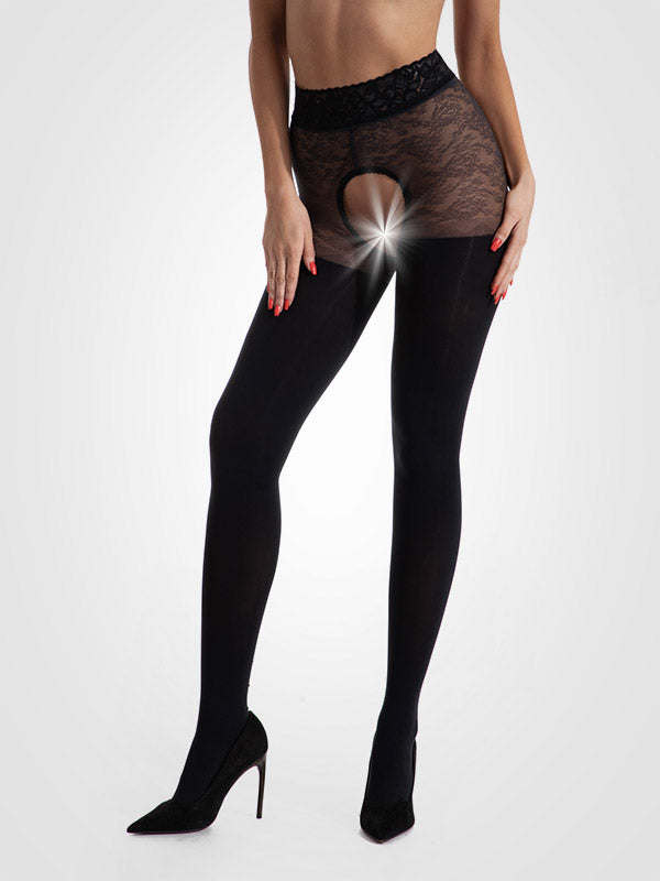 Amour Open Crotch Tights Black Diamond 30-80 Den Black
