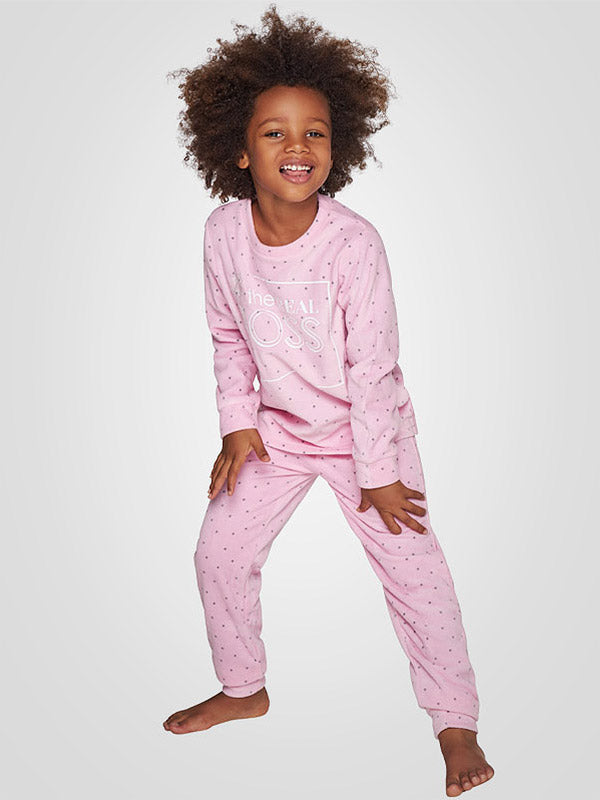 Muydemi Soft Kids Pajamas Boss Girl Light Pink - White - Grey