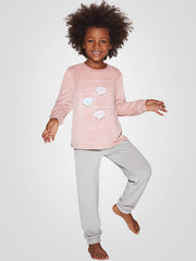 Muydemi minkšta vaikiška pižama "Super Girl Dusty Pink - Light Grey"