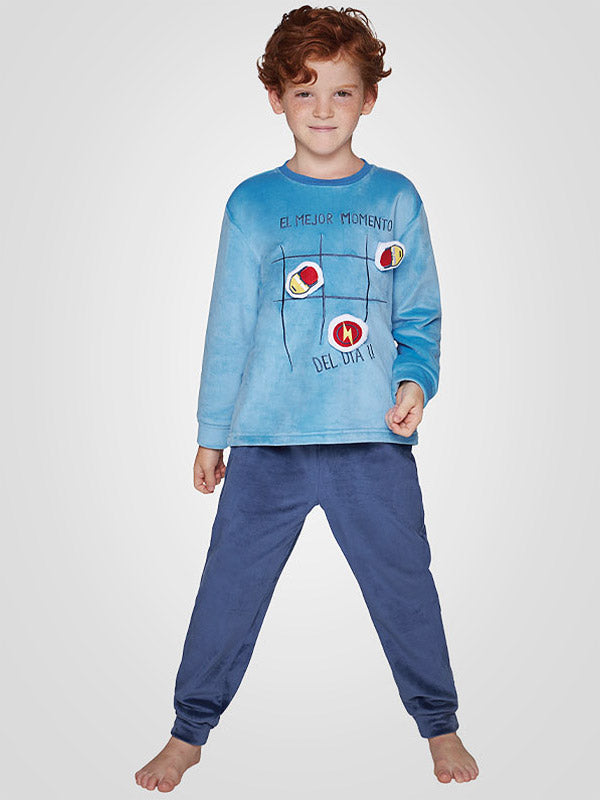 Muydemi Soft Kids Pajamas Super Boy Blue - Dark Blue