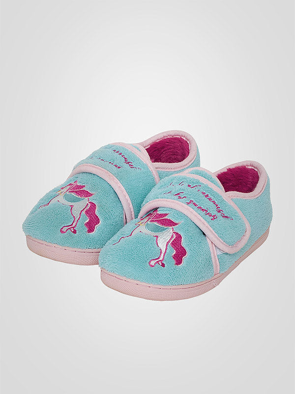 Muydemi Kids Slippers With Ankle Boots Unicorn Light Blue - Pink