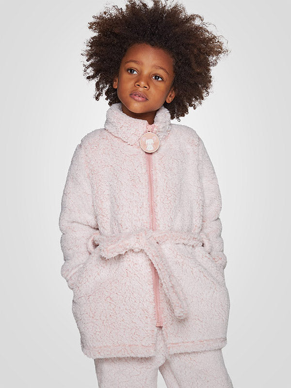 Muydemi Kids Zip Robe Little Mouse Light Pink - White