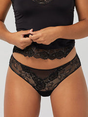 Ysabel Mora nėriniuotos kelnaitės "Cecilia Midi Black"
