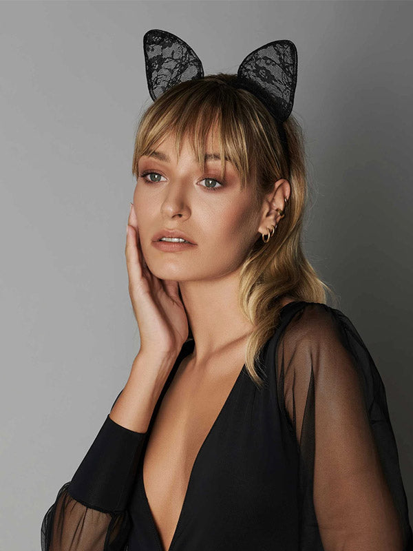 Maison Close lankelis su nėriniuotomis ausytėmis "Catwoman Black"