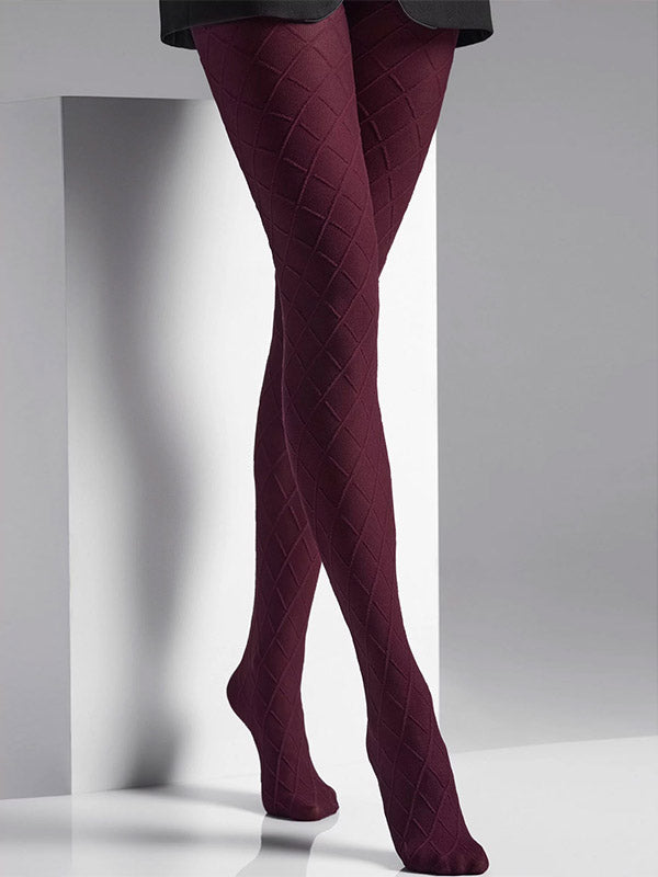 Veneziana 3D Patterned Tights Pola 60 Den Bordeaux