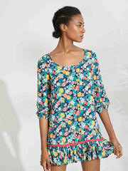 Ysabel Mora vasarinė viskozinė suknelė "Sintia Navy - Multicolor Flower Print"