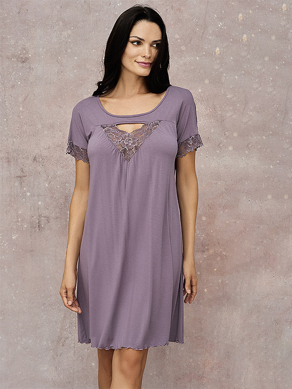 Lega Viscose Nightdress With Lace Belina Light Violet