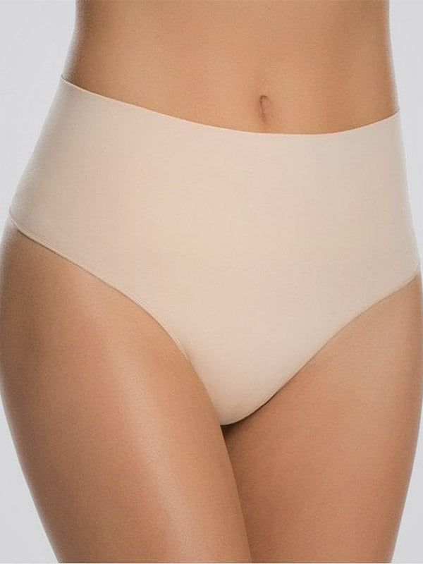 Spanx Corrective High-waisted Thong Made of Recycled Nylon Ecocare Nude