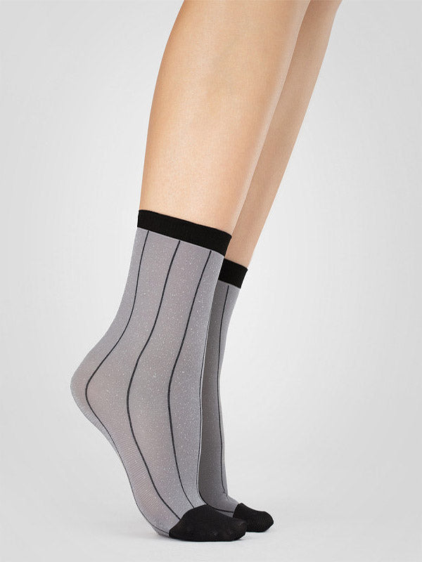 Fiore kojinaitės su liureksu "Trinket 40 Den Grey - Black"