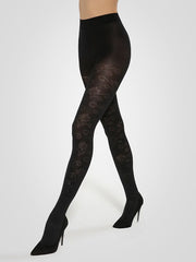 Gatta raštuotos pėdkelnės "Floral 02 50 Den Black"