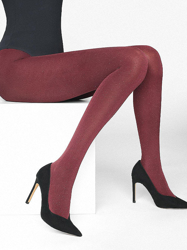 Marilyn 3D mikrofibros pėdkelnės "Shine E57 100 Den Burgundy - Golden Lurex"