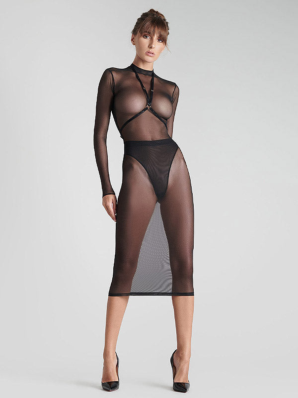 Maison Close perregima midi suknelė su kūno diržais 