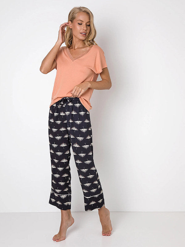 Aruelle Long Pajamas Moira Long Coral - Black