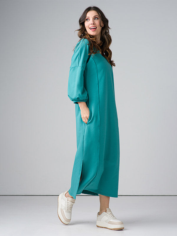Lega Long Cotton Dress Bruna Turquoise