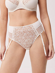 Ysabel Mora nėriniuotos kelnaitės su dirželiais "Tamires Off White"