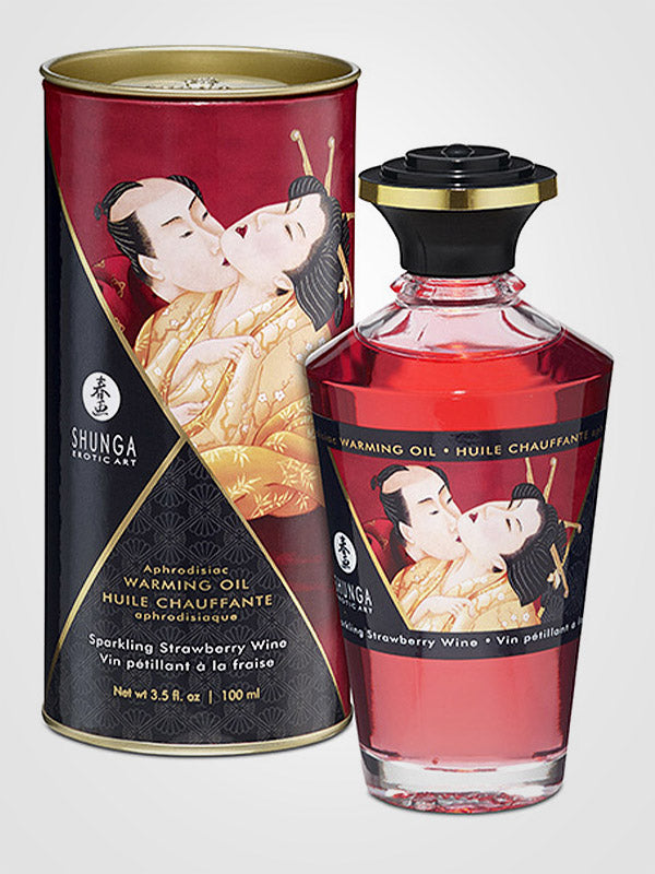 Shunga šildantis masažo aliejus "Aceite Afrodisiaco Sparkling Strawberry Wine"