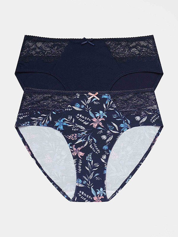 Henderson Cotton Panties 2-pack Hally Navy - White - Pink