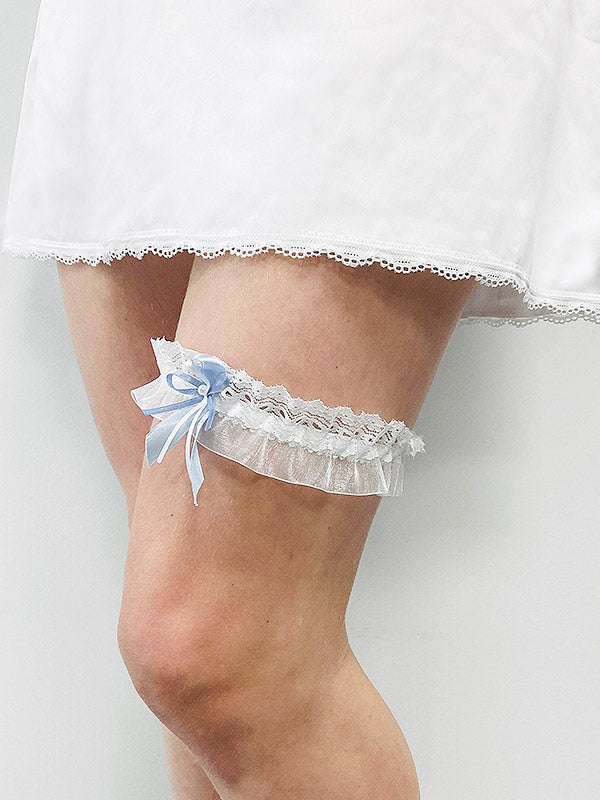 Moulin nėriniuotas keliaraištis "Inessa White - Blue"