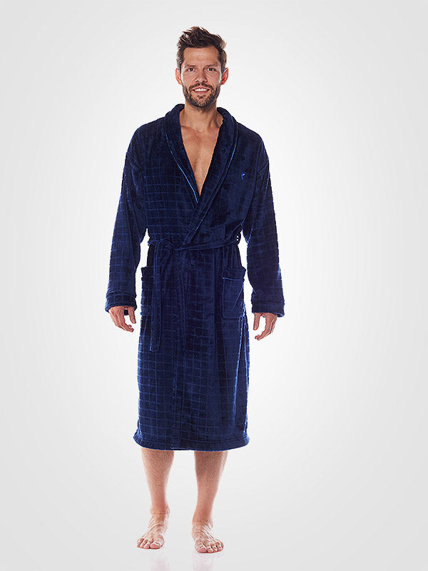 L&L vyriškas chalatas "Dante Dark Blue Velour"