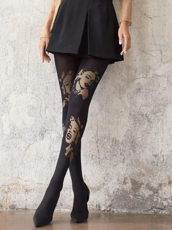 Marilyn Patterned Tights Allure B03 60 Den Black - Gold