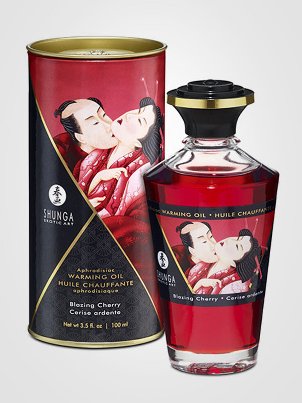 Shunga Warming Massage Oil Aceite Afrodisiaco Blazing Cherry