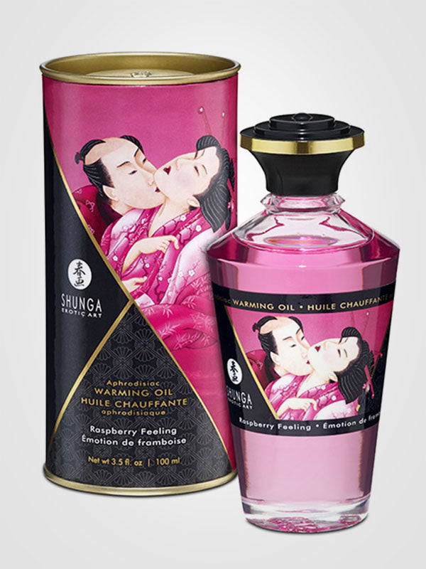 Shunga Warming Massage Oil Aceite Afrodisiaco Raspberry Feeling