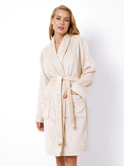 Aruelle trumpas raštuotas chalatas "Zahra Beige"