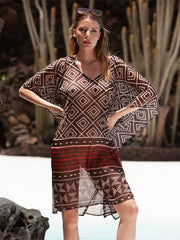 Deidad paplūdimio tunika "Cocao Coast Brown - White - Red"