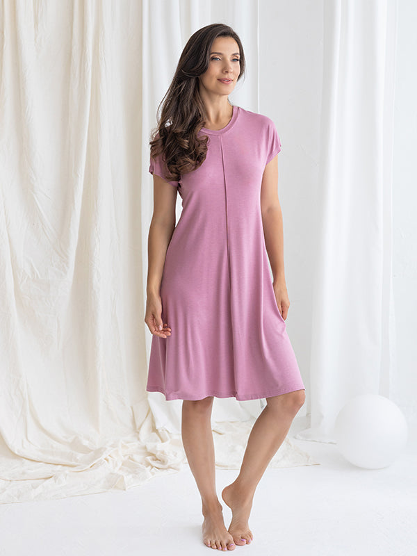 Lega Long Viscose Chemise Teresa Dusty Pink