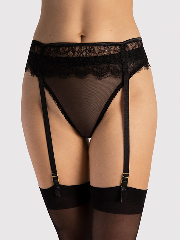 Fiore Lace Suspender Belt Blissful Black