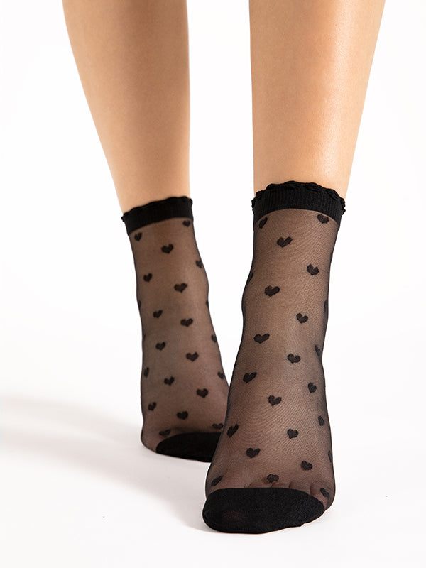 Fiore Patterned Socks Iris 20 Den Black