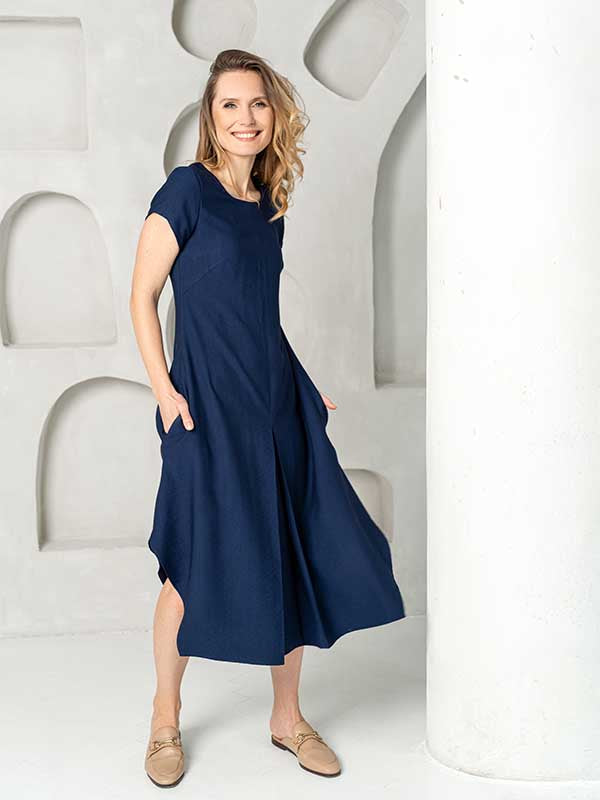 Lega Viscose Midi Dress Taylor Dark Blue