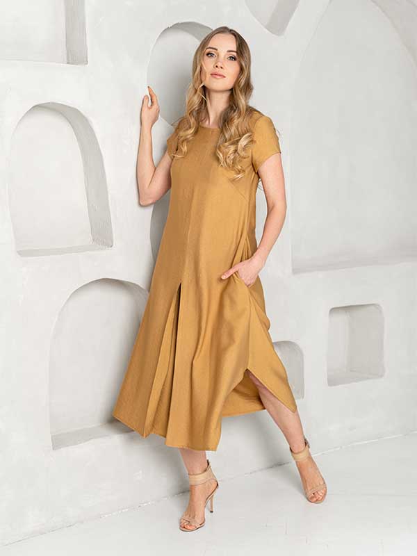 Lega Viscose Midi Dress Taylor Honey