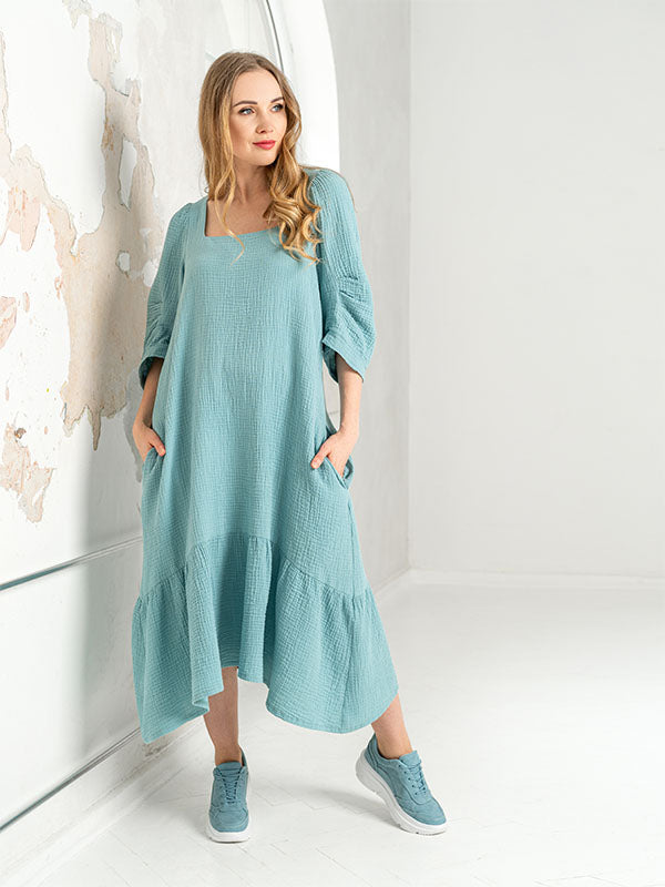Lega Midi Muslin Dress Reet Mint Blue
