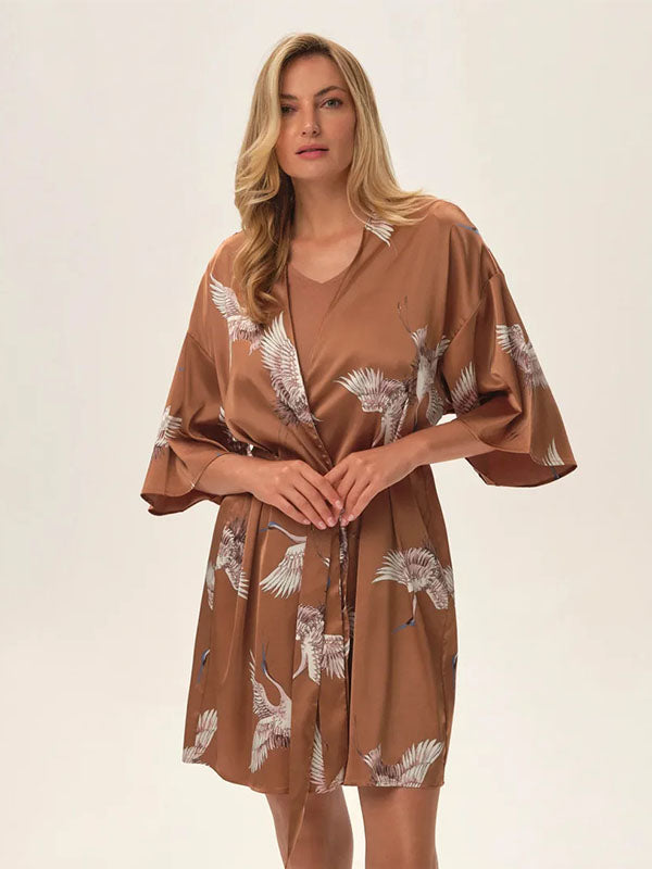 Esotiq kimono stiliaus chalatas "Jael Brown - Multicolor"