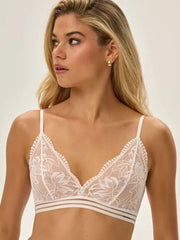 Esotiq nėriniuota braletė "Outline White - Nude"