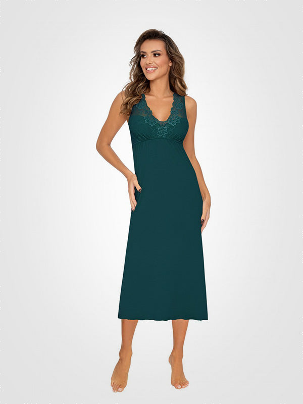 Donna Long Viscose Chemise Kristina Long Green