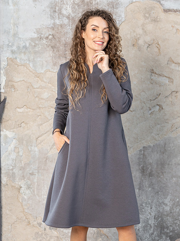 Lega Cotton Dress With Fluff Inside Beatriche Graphite