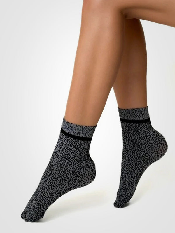 Veneziana Patterned Socks Sabina 40 Den Grey - Black